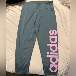 M Adidas Teal and pink climalite capri leggings